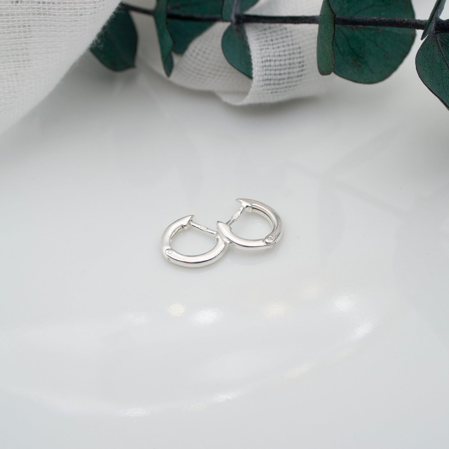 Sterling silver huggie hoop earrings