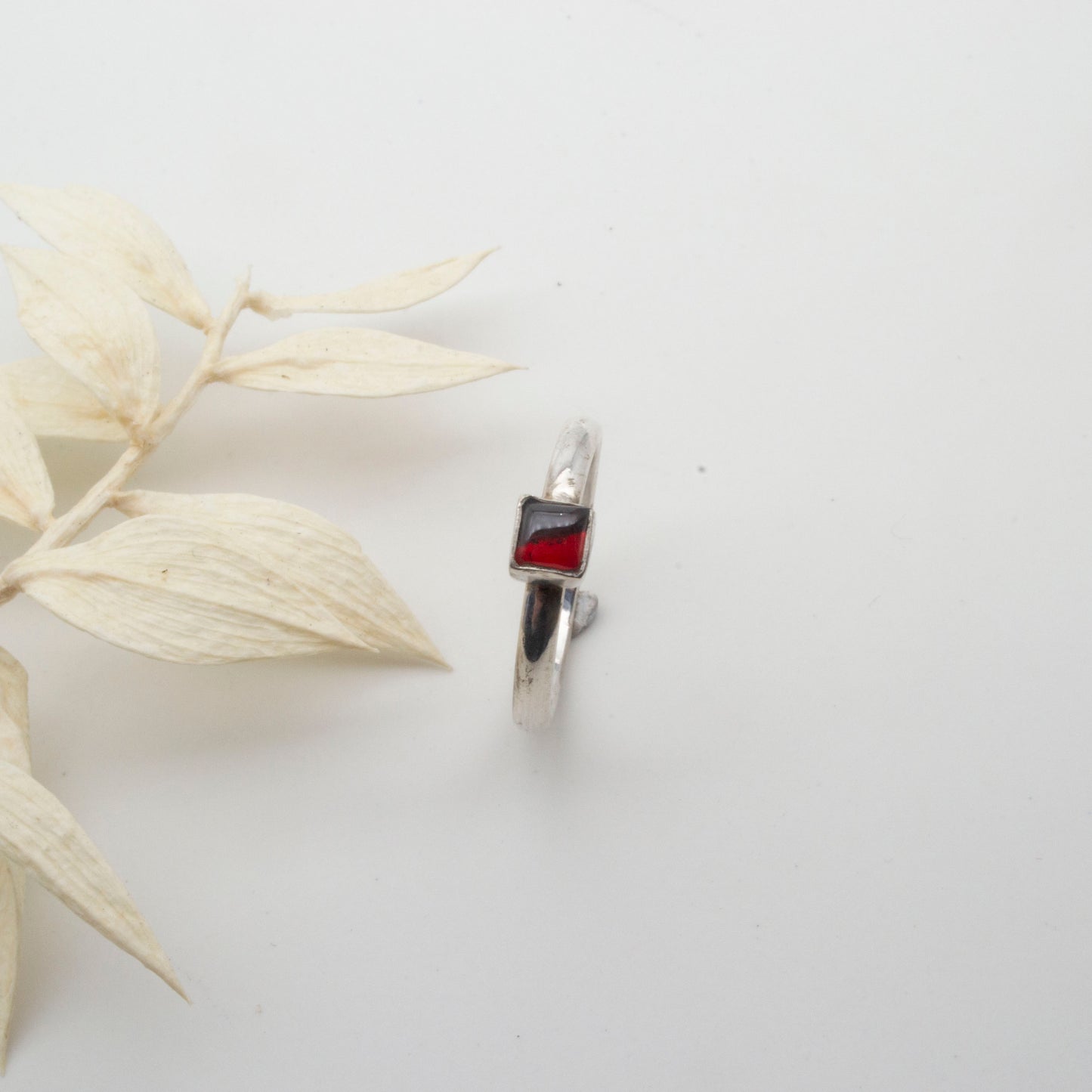 Garnet square cabochon ring size L1/2