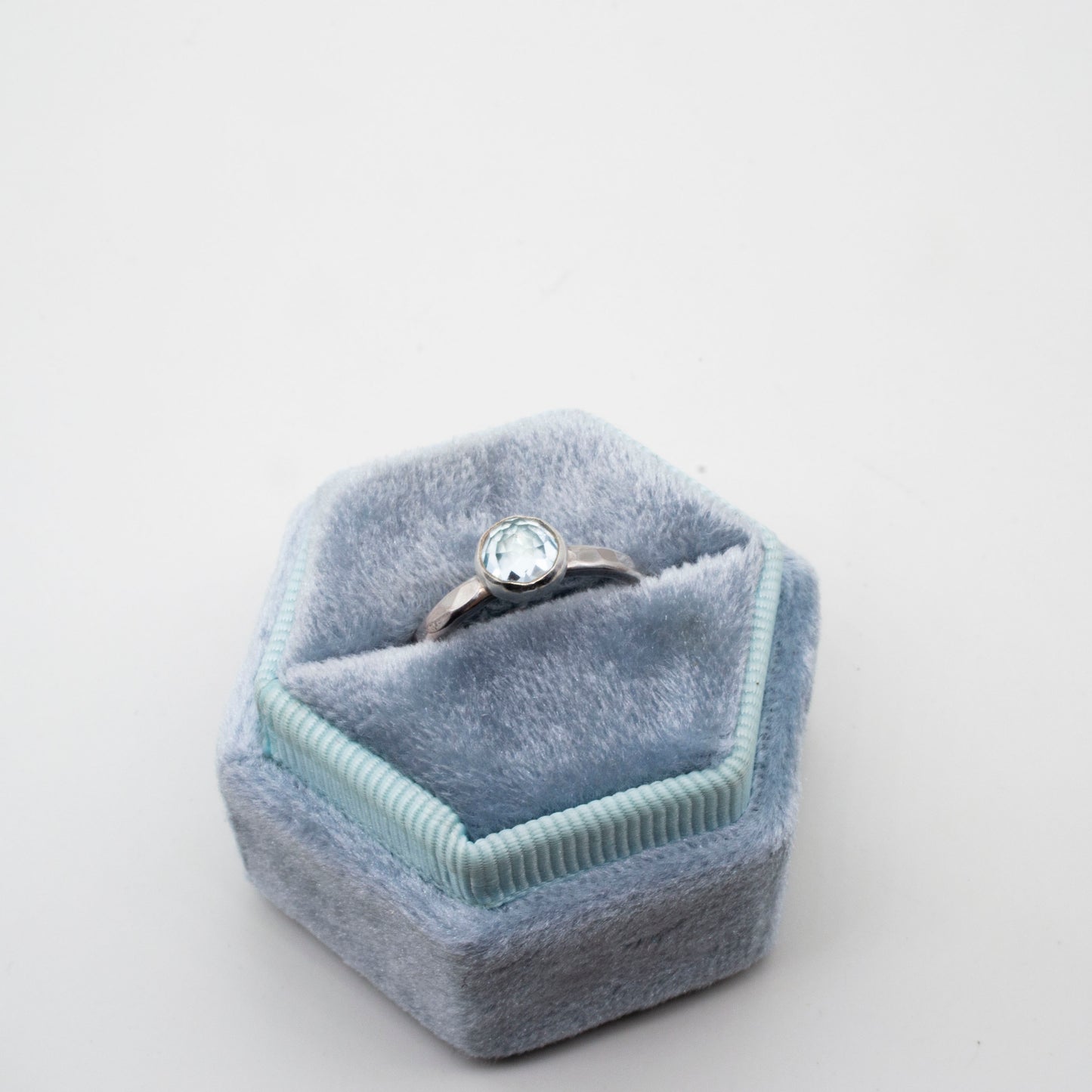 Rose cut sky blue topaz ring - size L