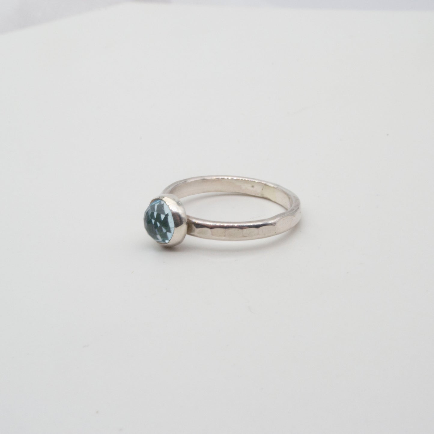 Rose cut sky blue topaz ring - size L