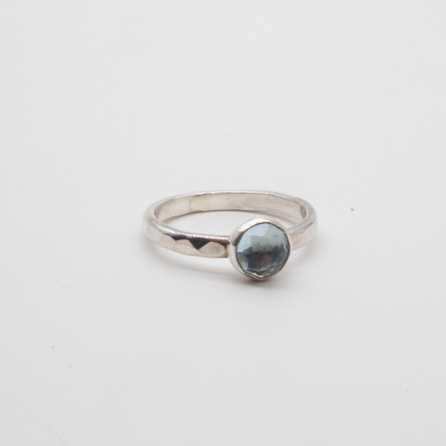 Rose cut sky blue topaz ring - size L