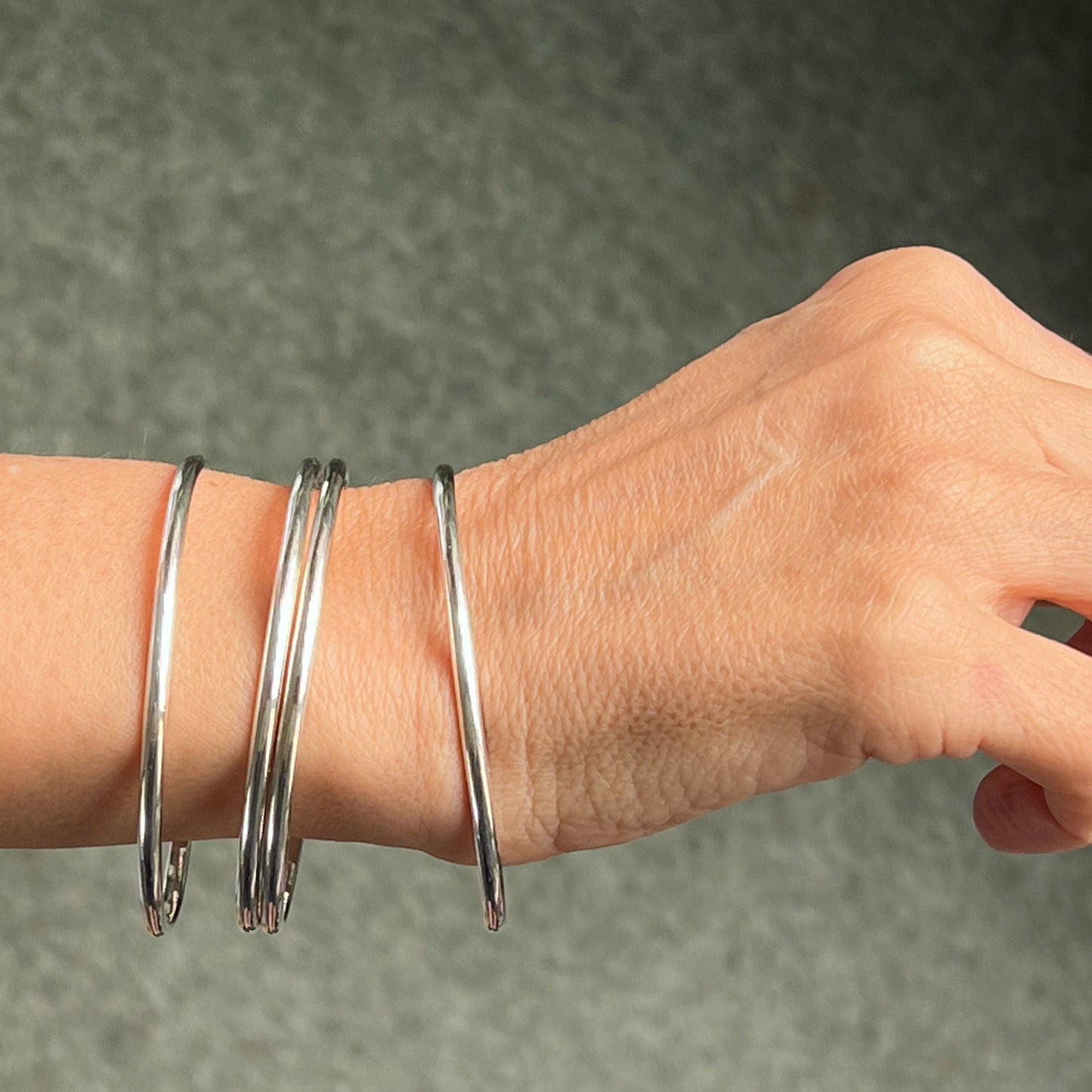 stacking silver bangles