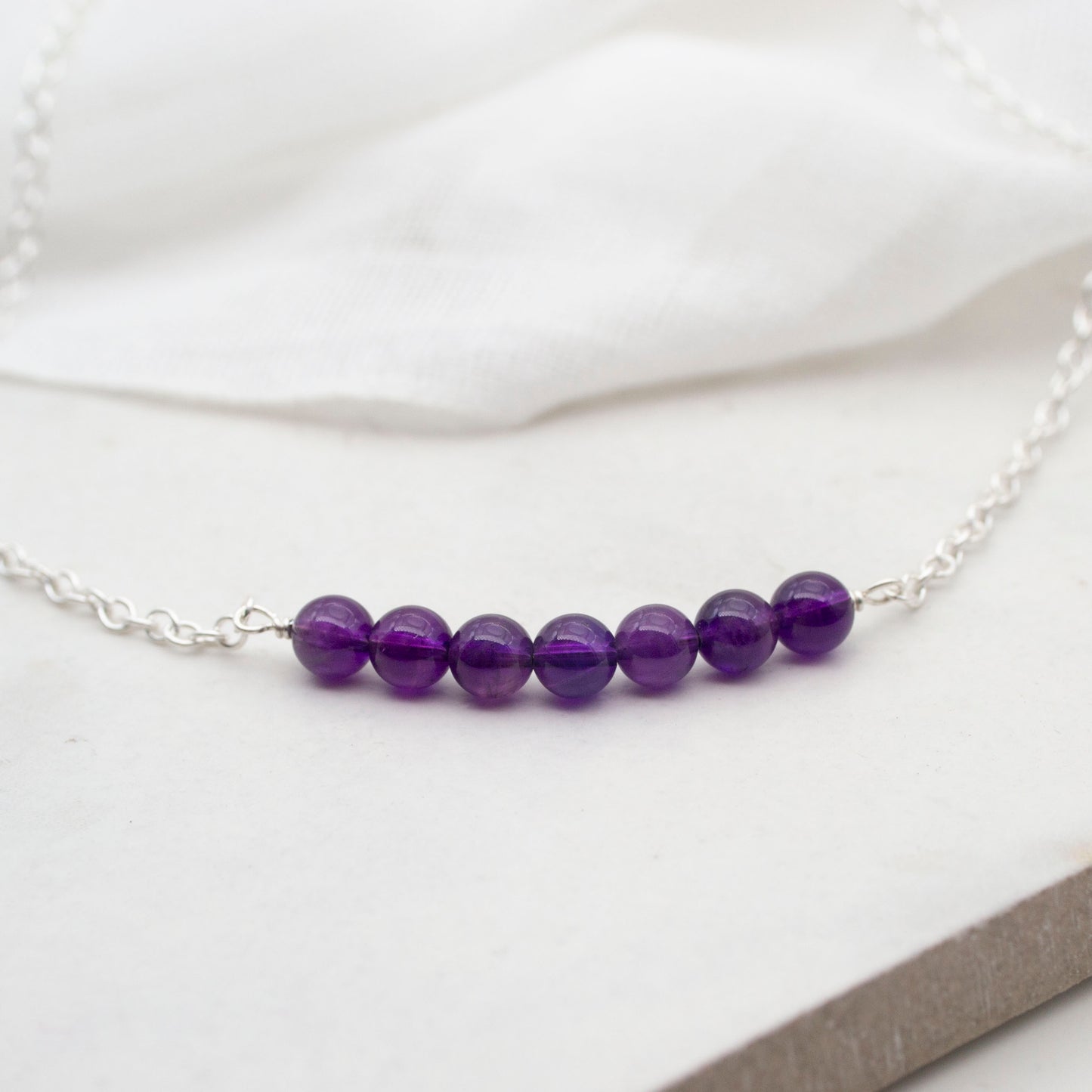 Seven Bead Necklace – Sterling Silver & Gemstones