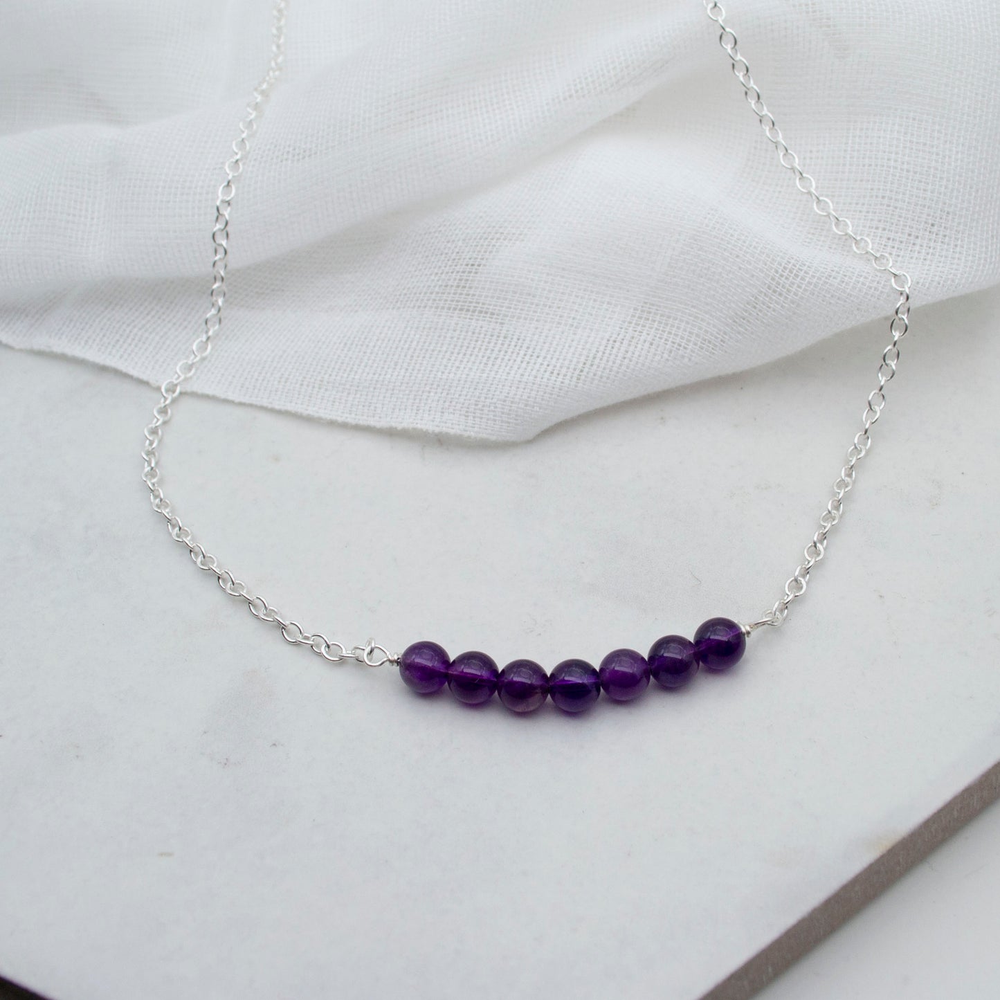 Seven Bead Necklace – Sterling Silver & Gemstones