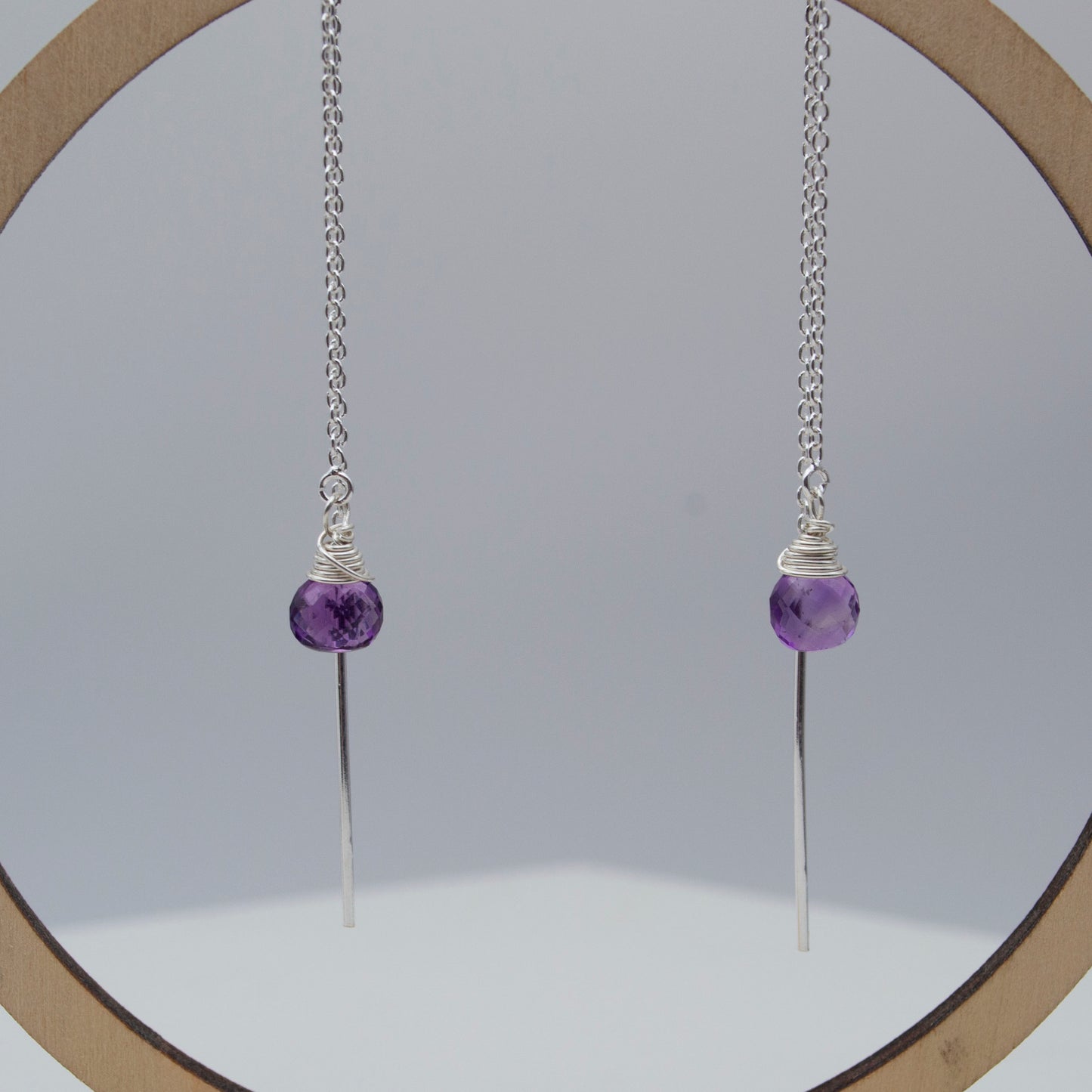 Amethyst Sterling Silver Threader Earrings