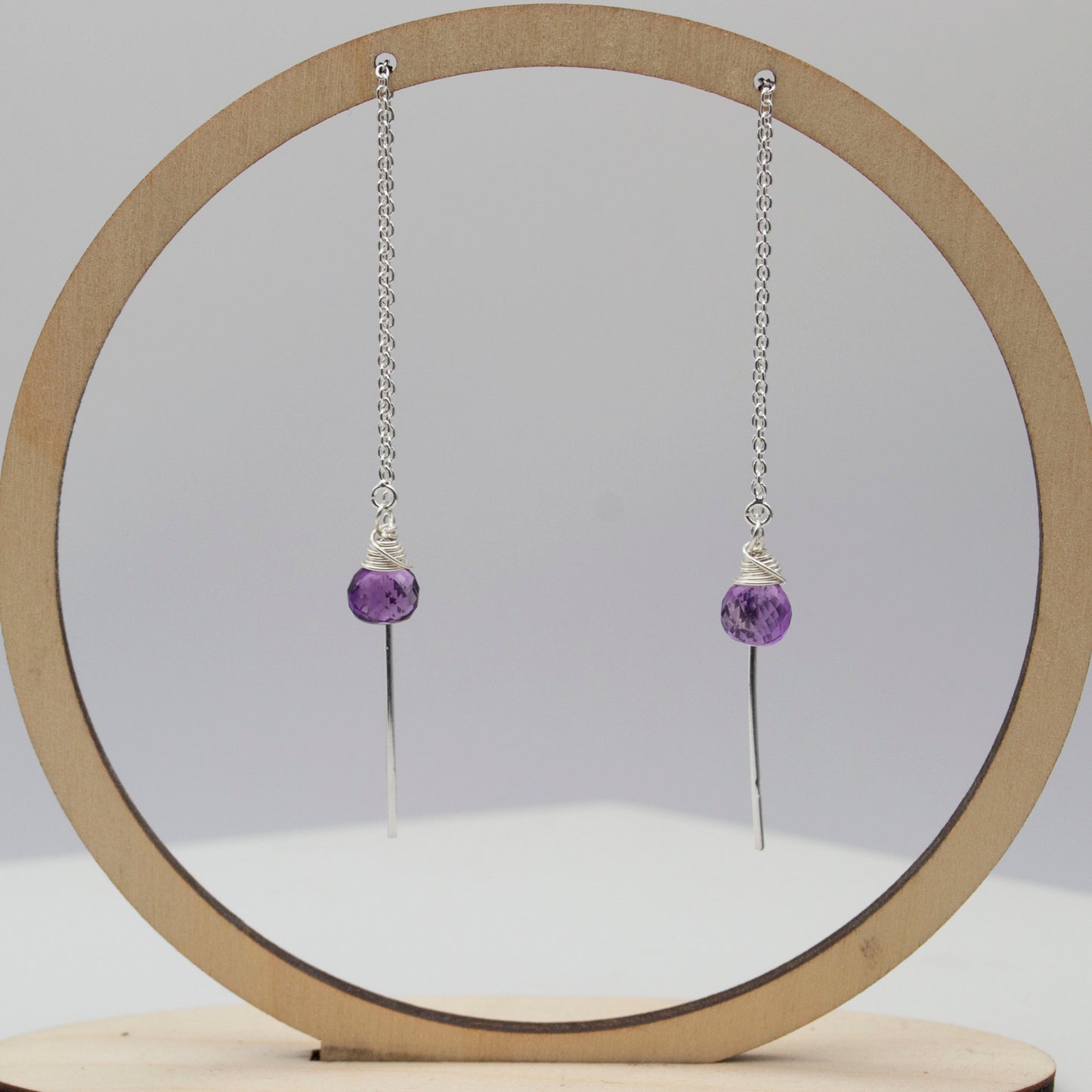 Amethyst Sterling Silver Threader Earrings