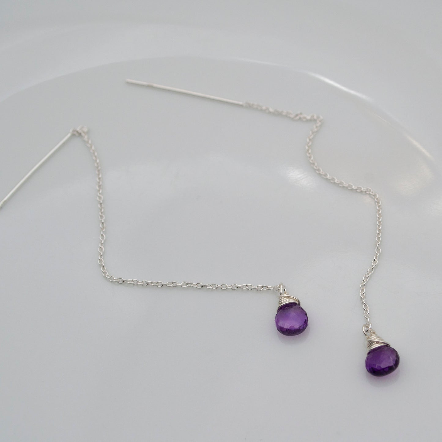 Amethyst Sterling Silver Threader Earrings