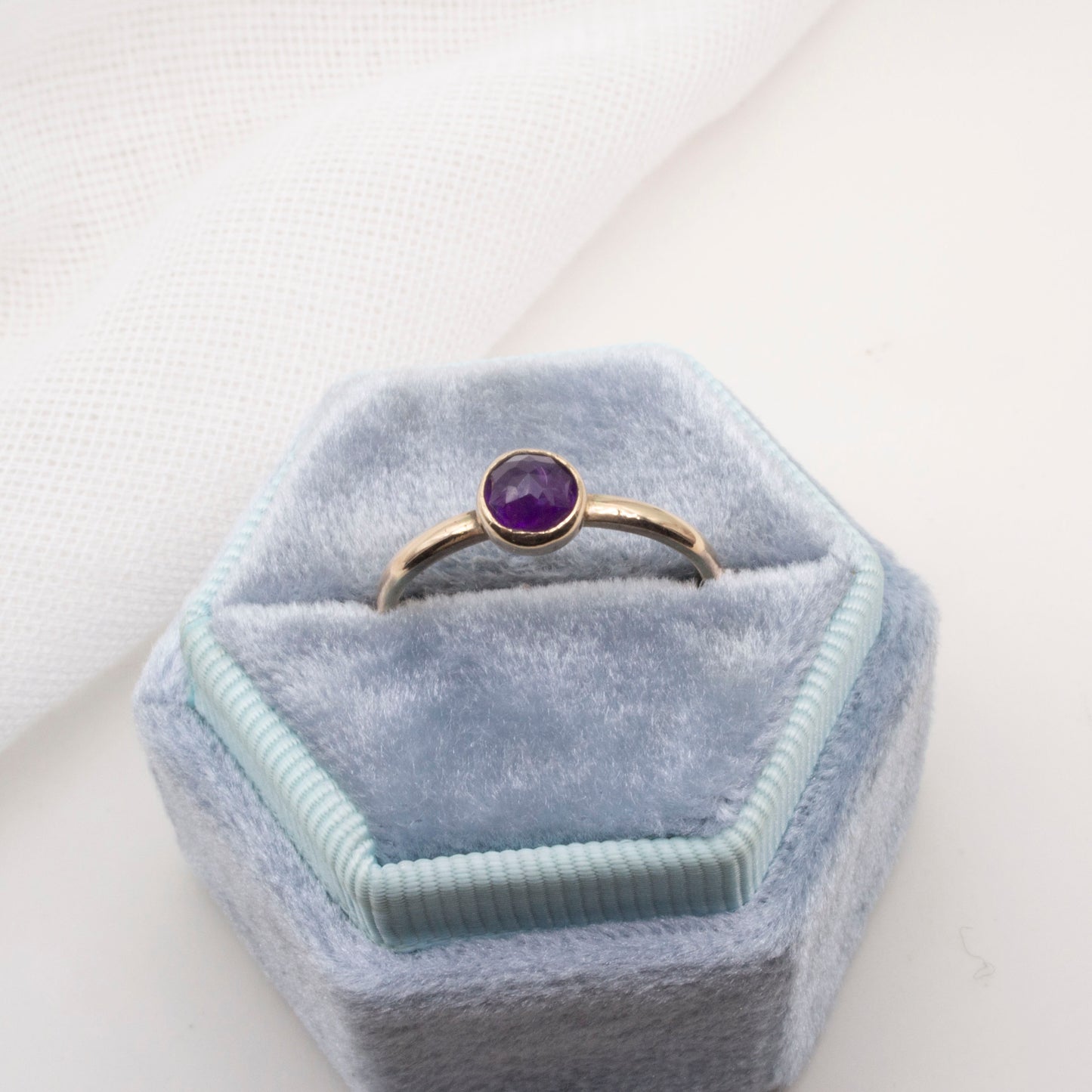 Amethyst rose cut ring on gold fill ring