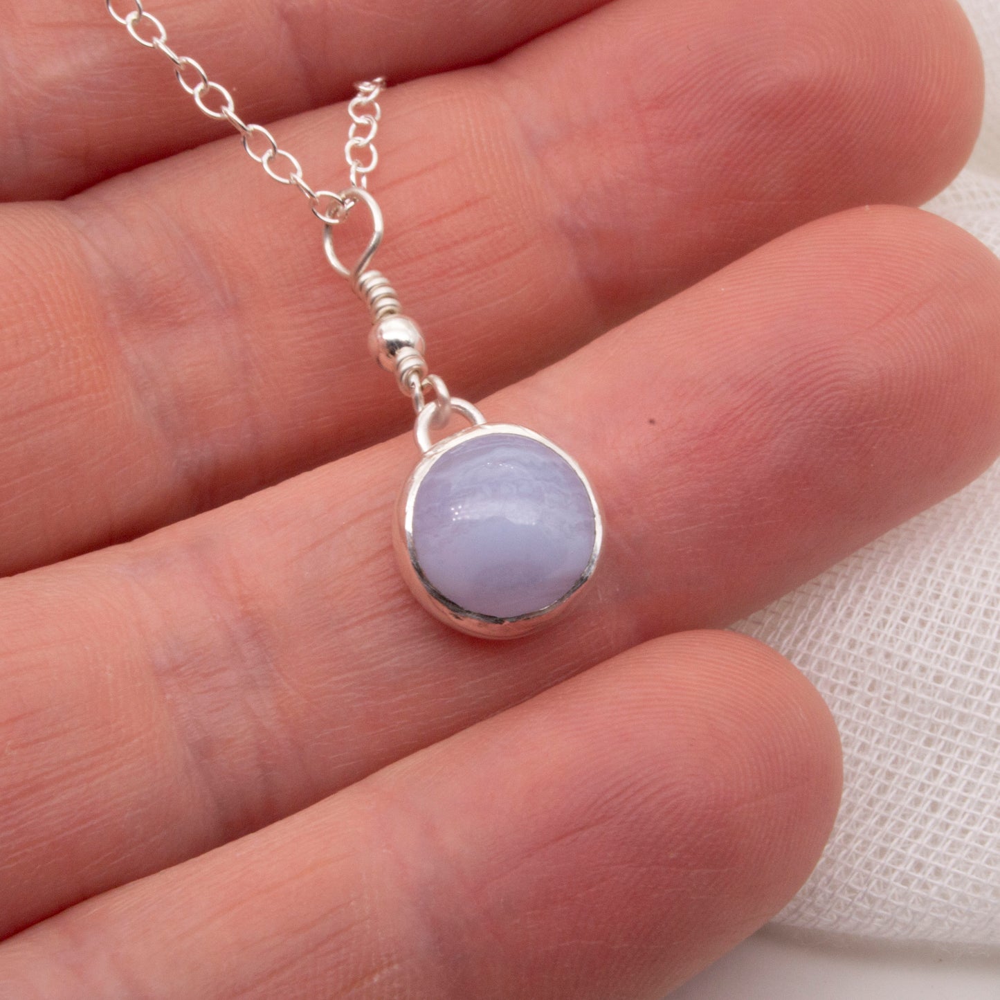 Blue lace agate pendant necklace