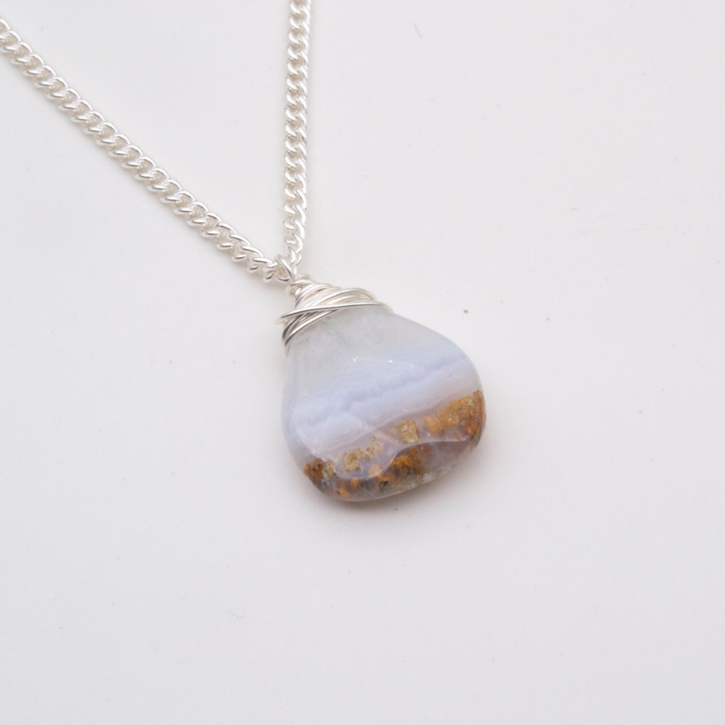 One of a Kind Blue Lace Agate Pendant – Sterling Silver