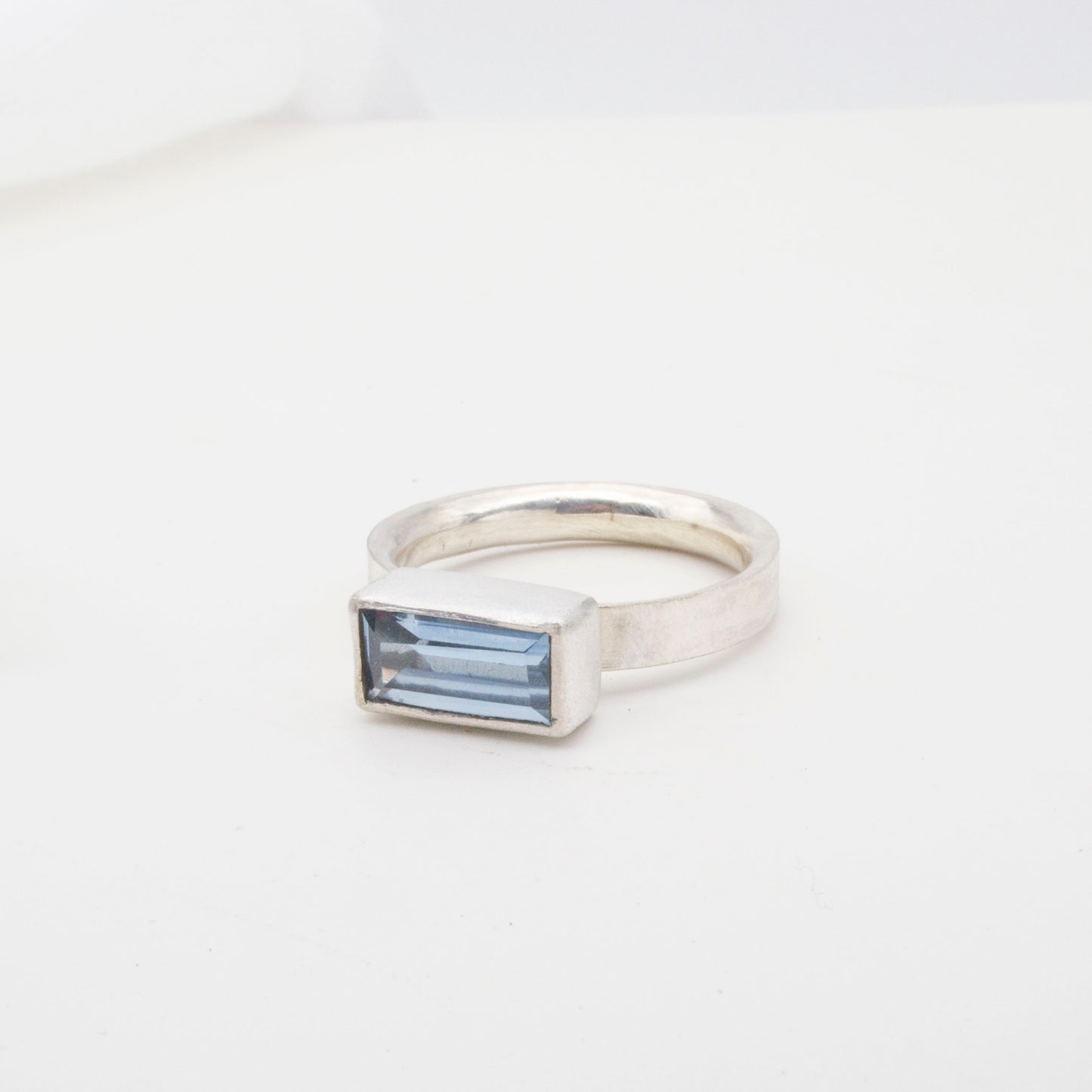 Sky Blue Topaz baguette ring - size T1/2