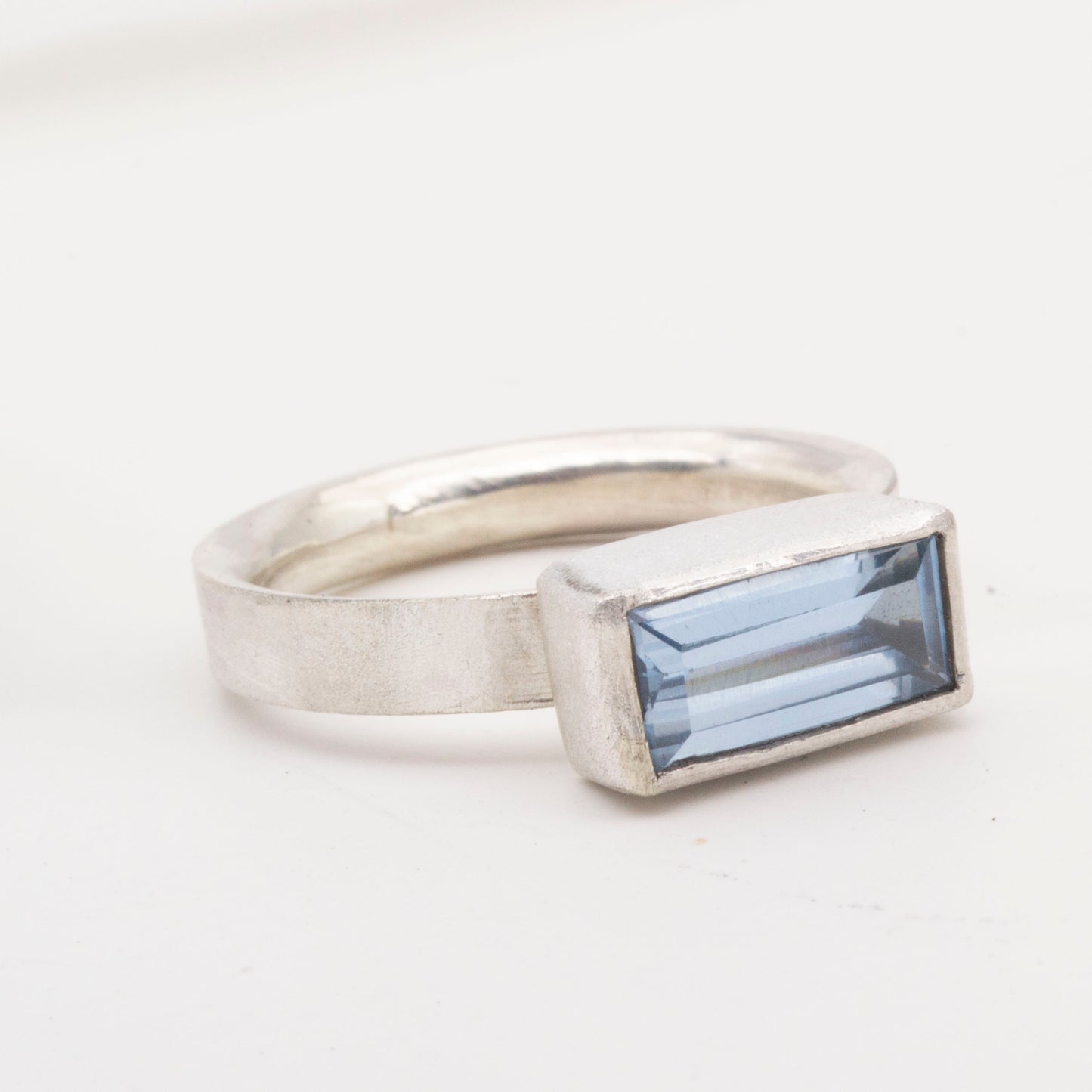 Sky Blue Topaz baguette ring - size T1/2