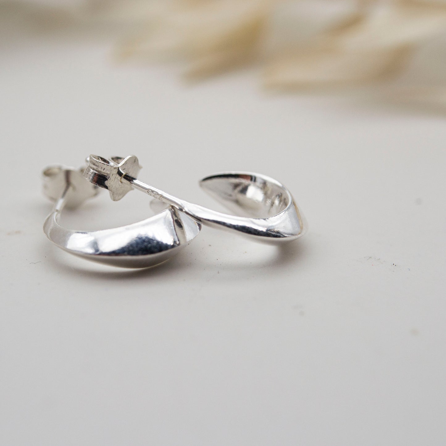 Crescent hoop earrings - sterling silver