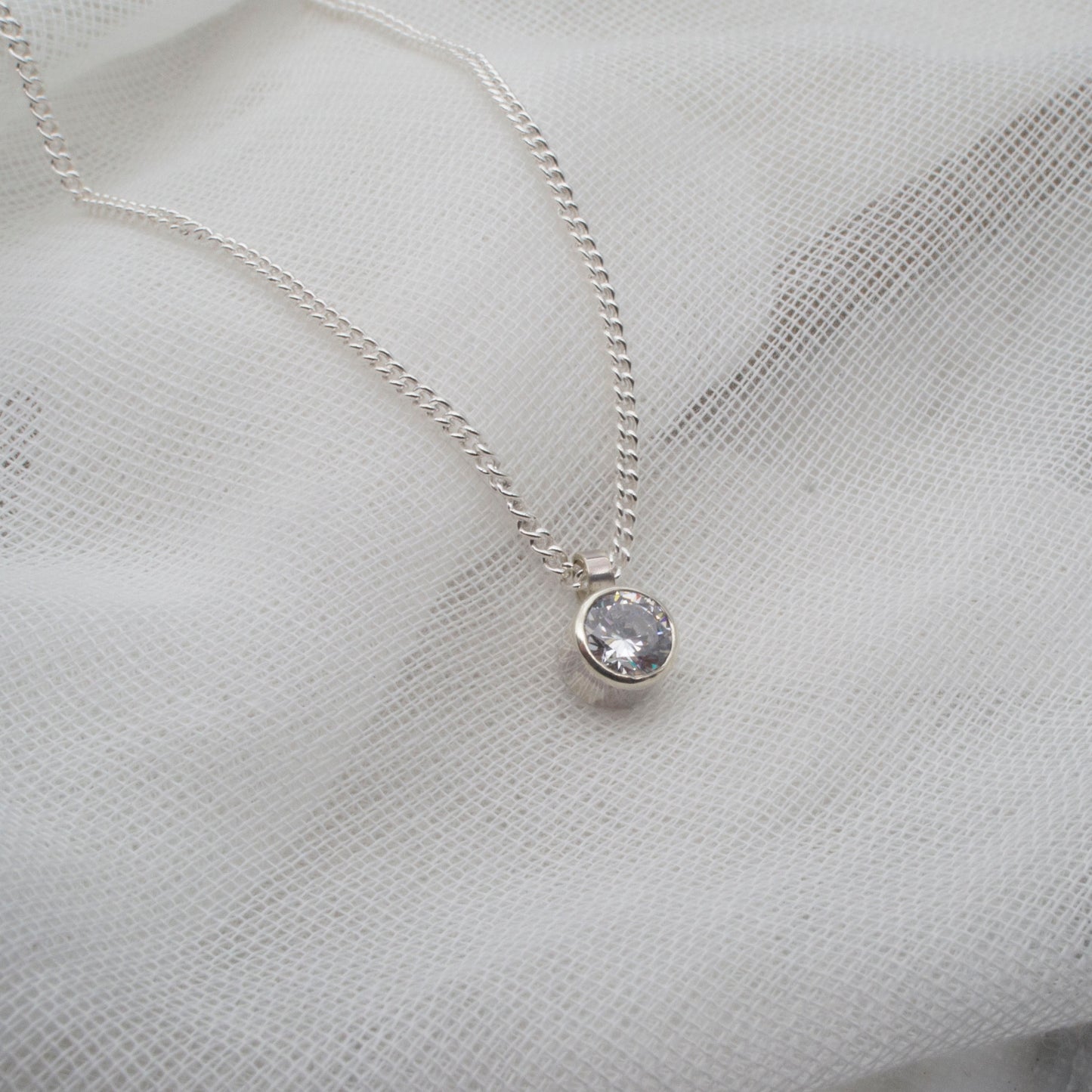 Solitaire birthstone pendant necklace
