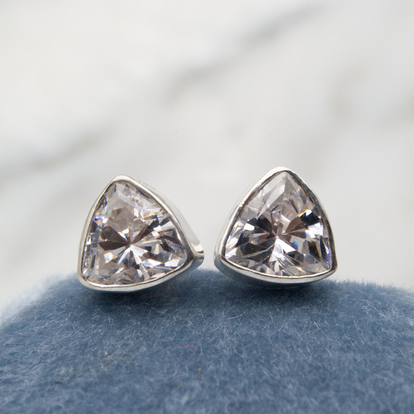 Trillion gemstone stud earrings