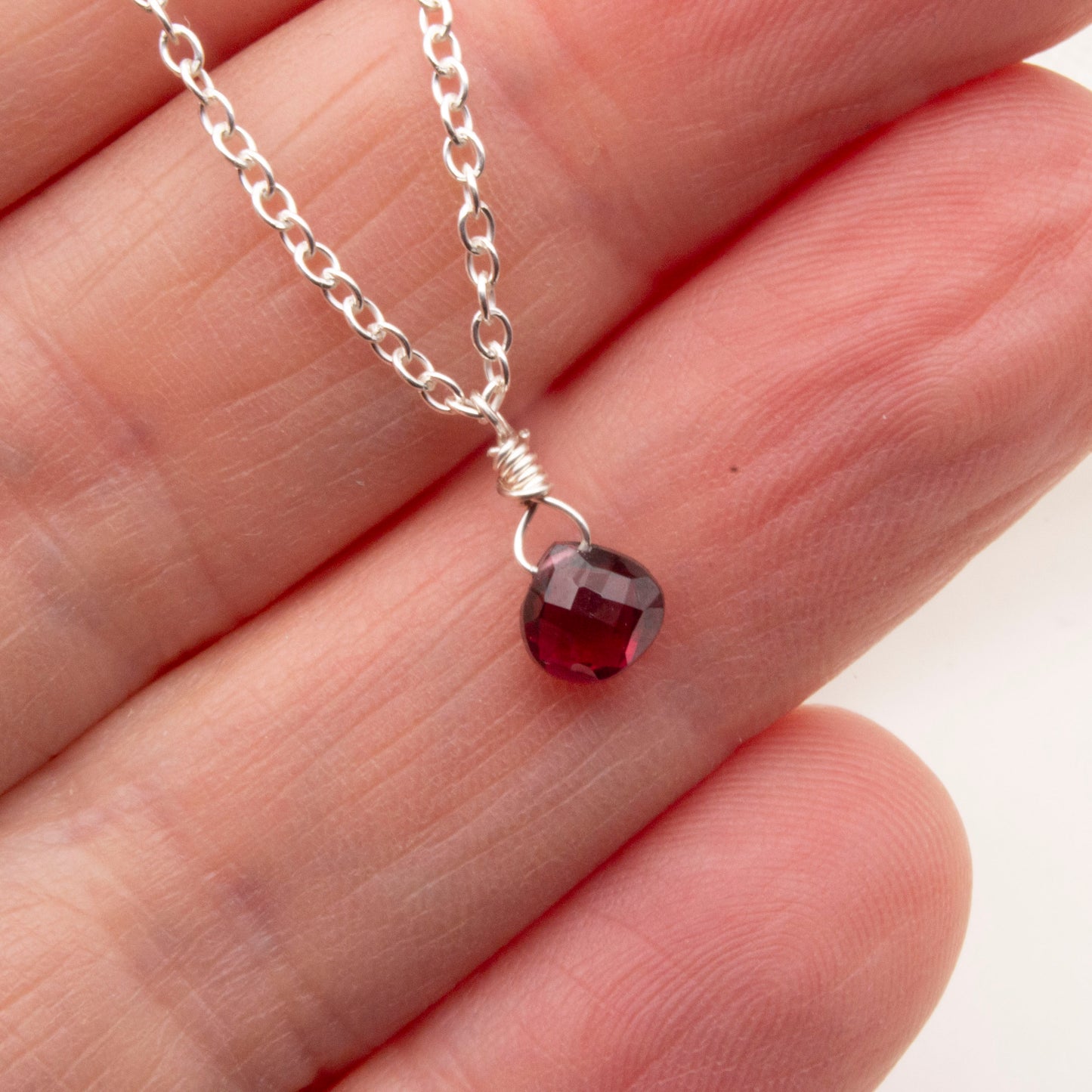 Dainty garnet necklace