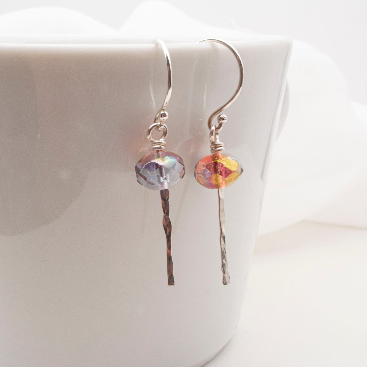 Autumn iridescent dangle earrings