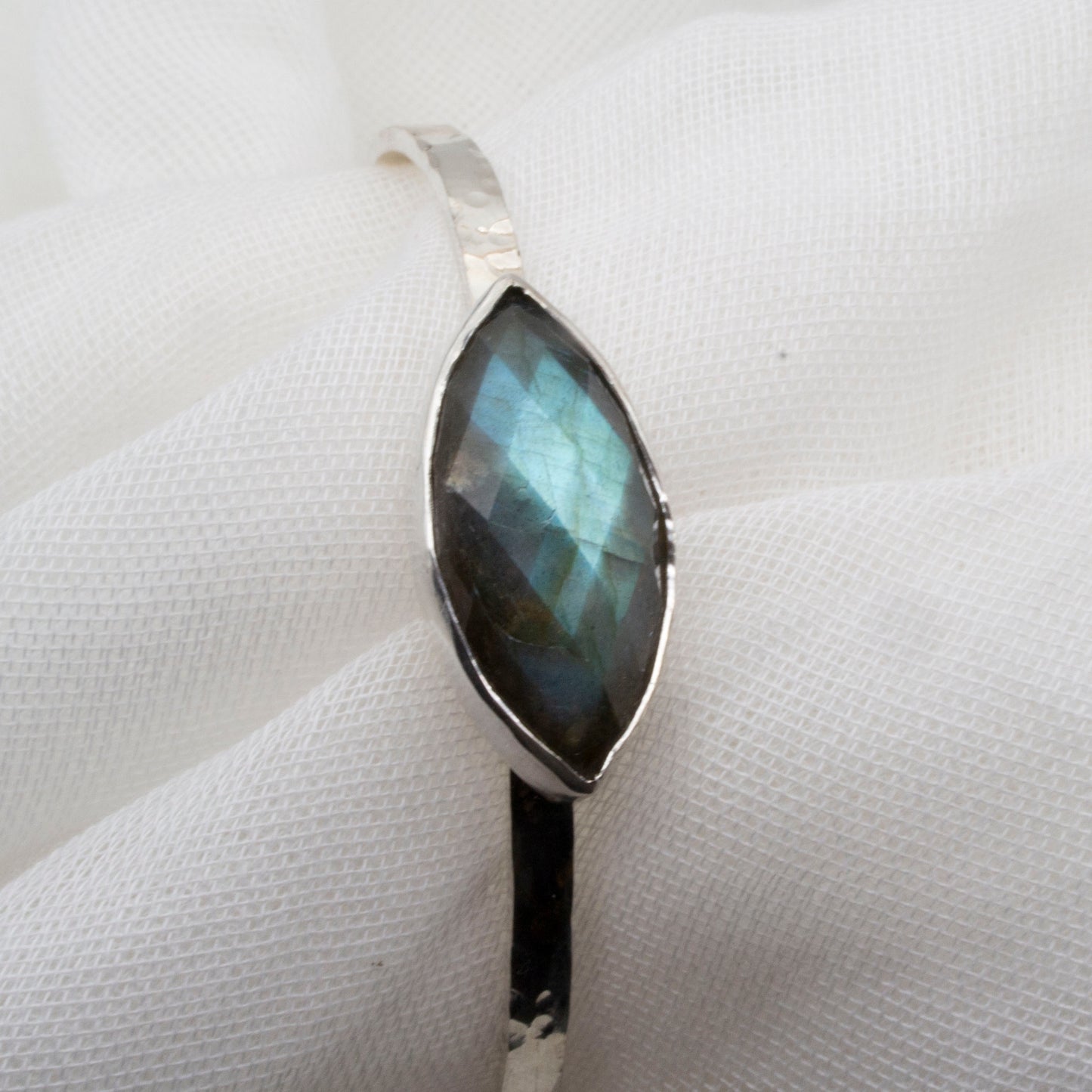Labradorite and sterling silver bangle
