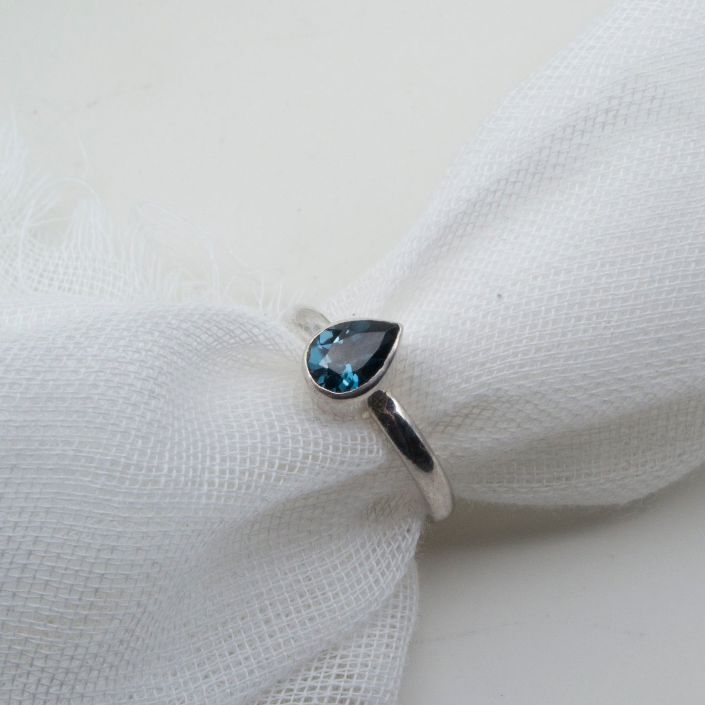 Pear london blue topaz ring Size L1/2