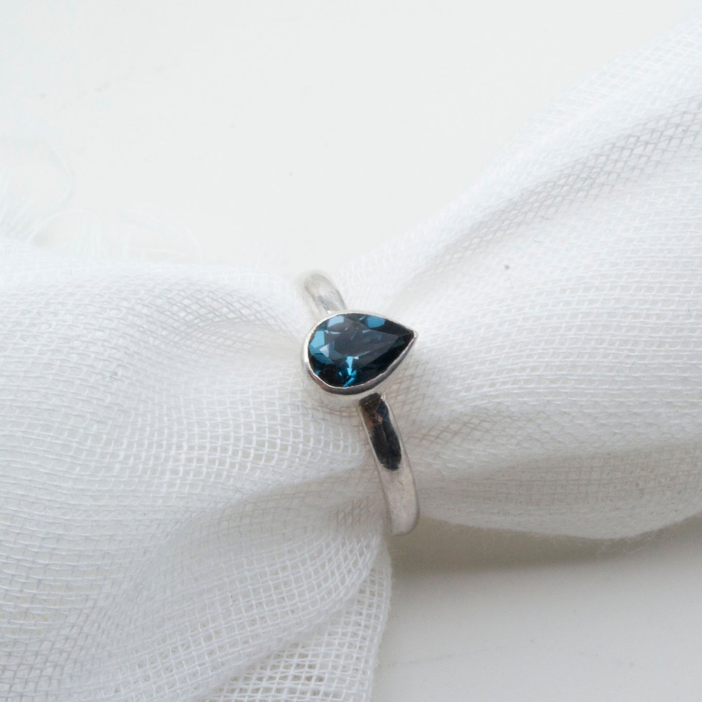 Pear london blue topaz ring Size L1/2