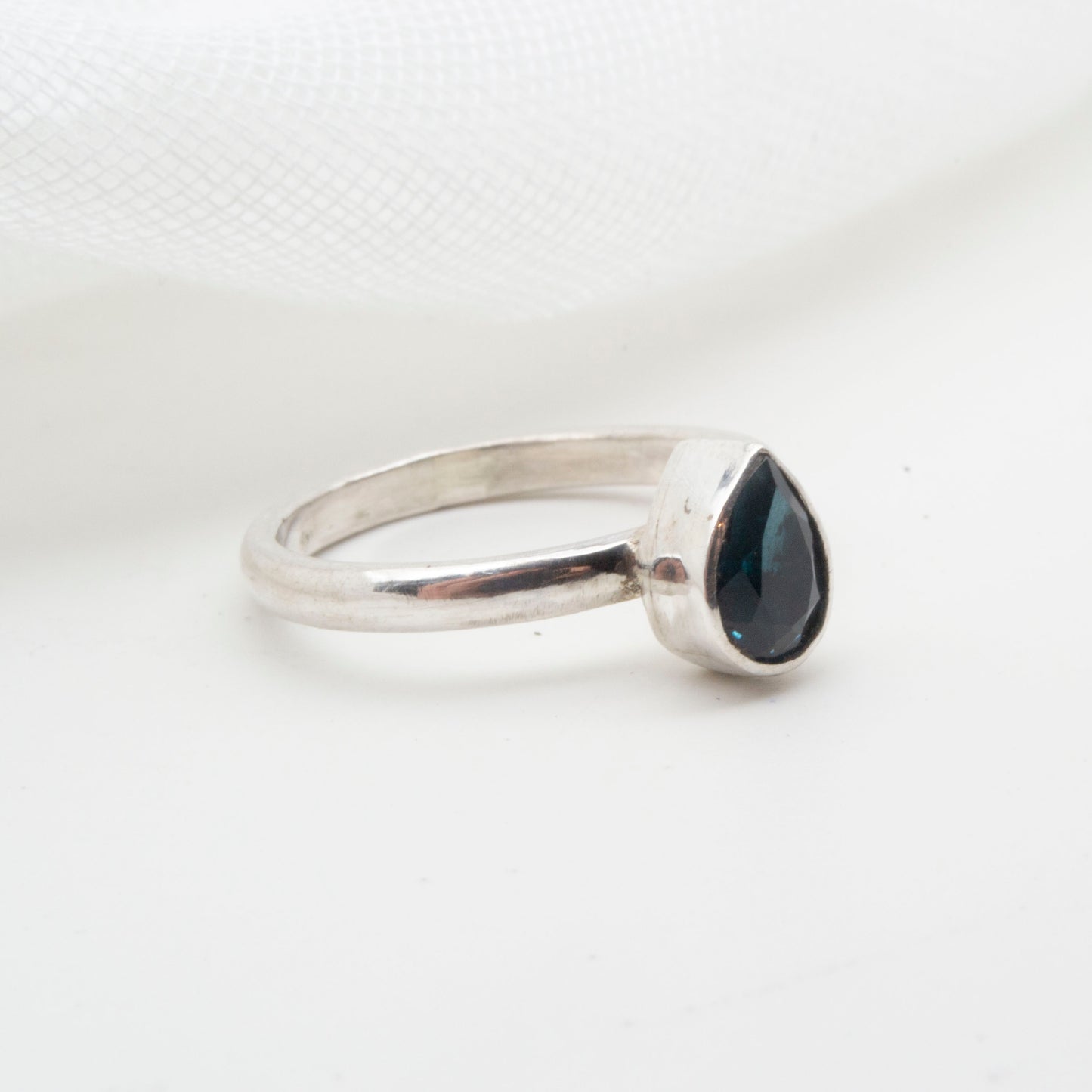 Pear london blue topaz ring Size L1/2