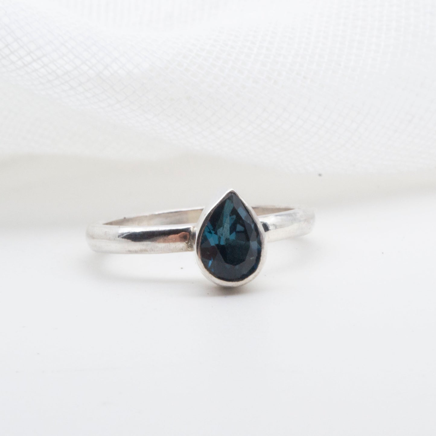 Pear london blue topaz ring Size L1/2