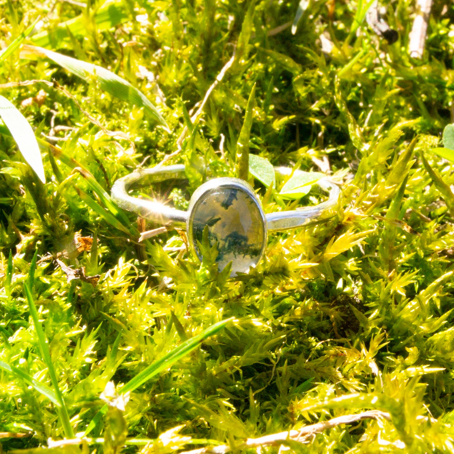 Moss agate ring