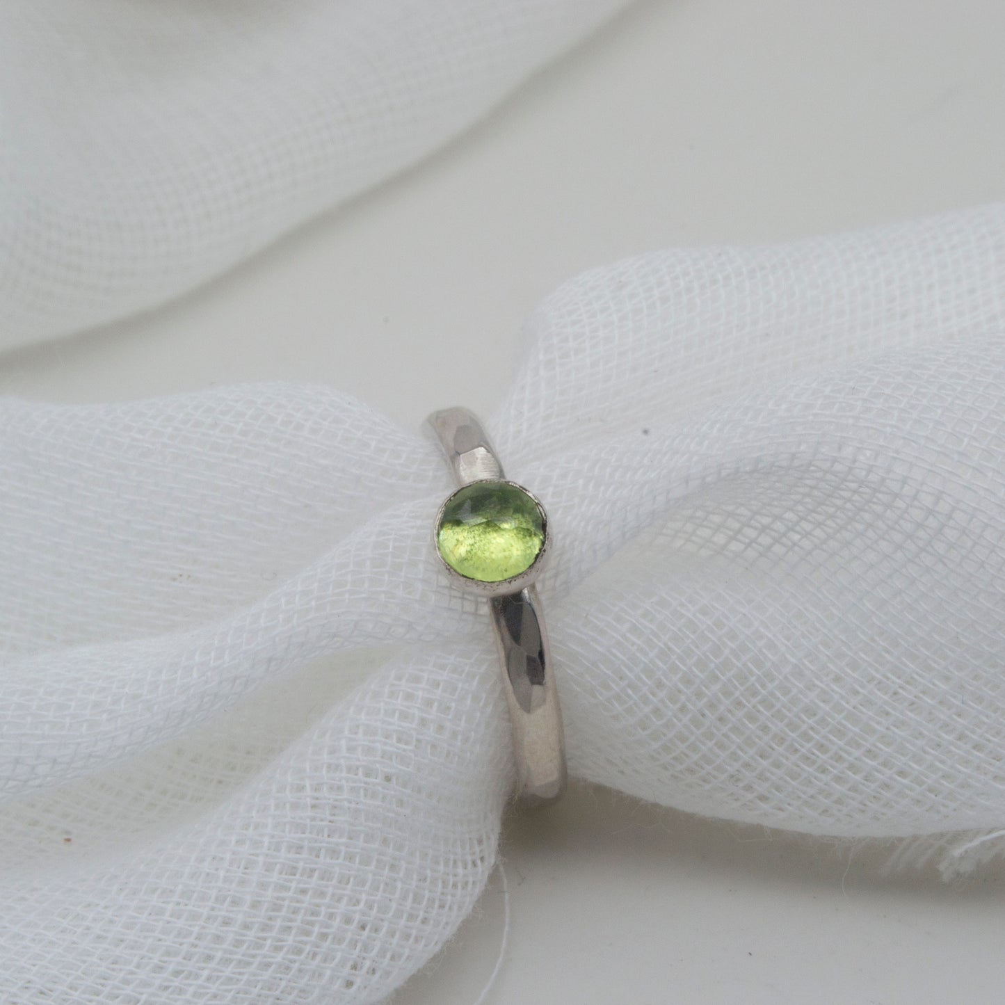 Peridot rose cut ring - size L
