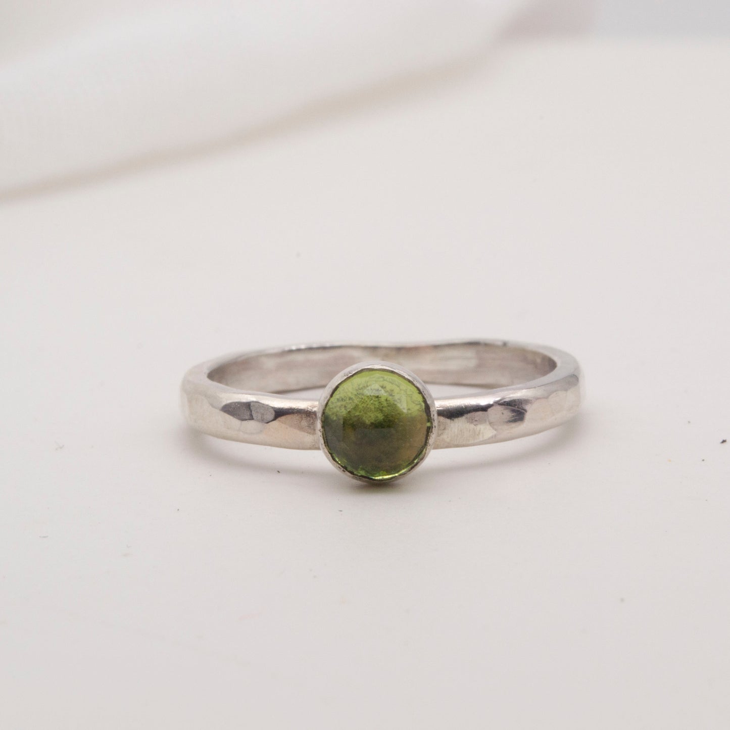 Peridot rose cut ring - size L