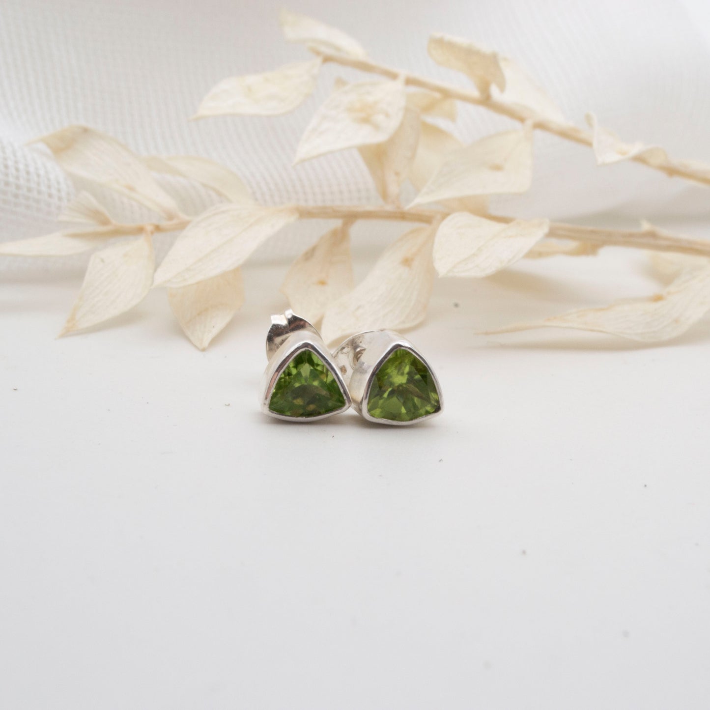 Trillion gemstone stud earrings