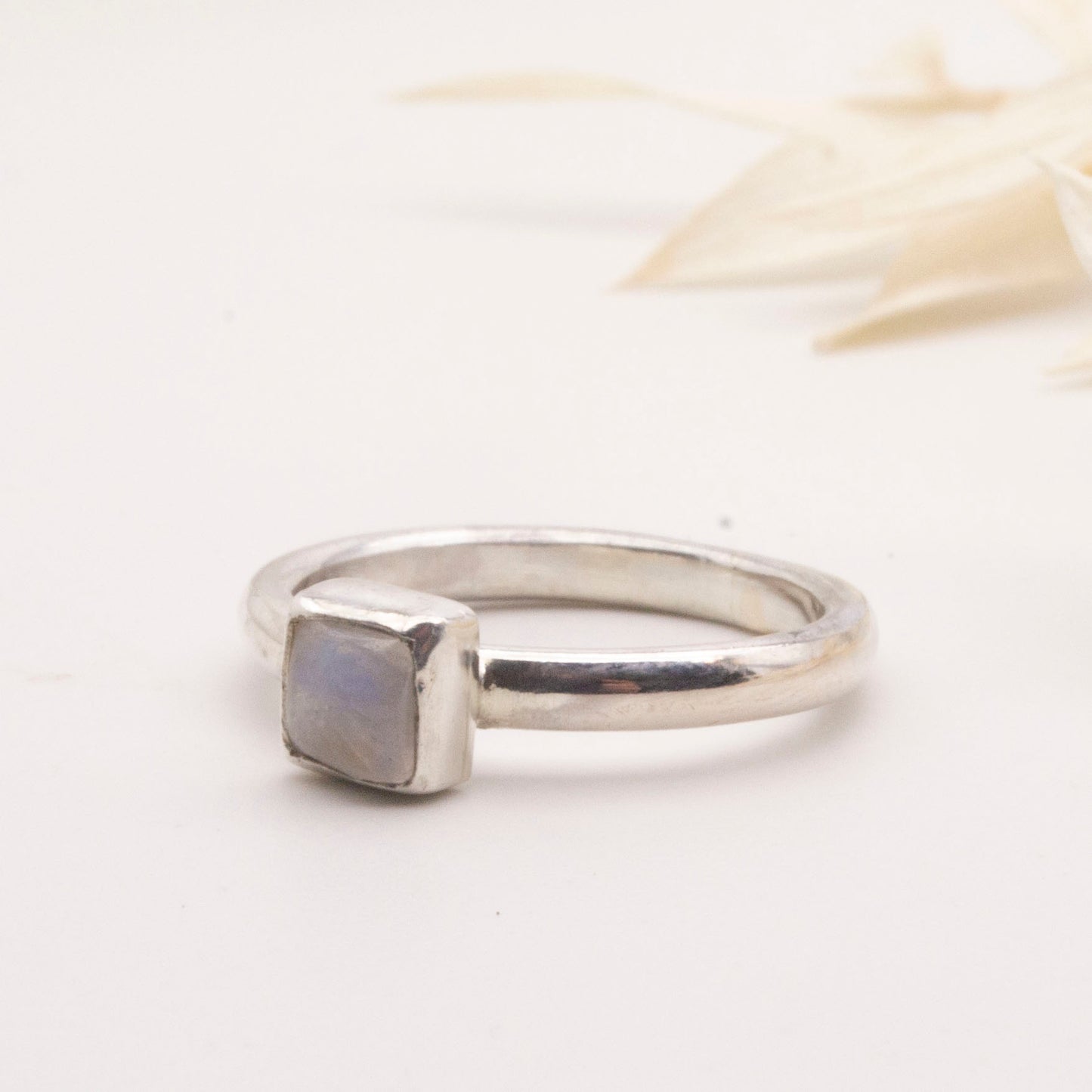Moonstone square cabochon ring Size G