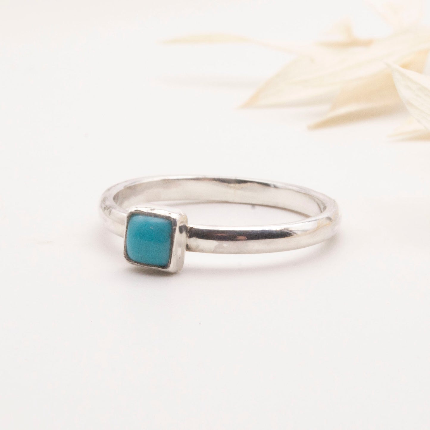 Turquoise square cut ring in size N