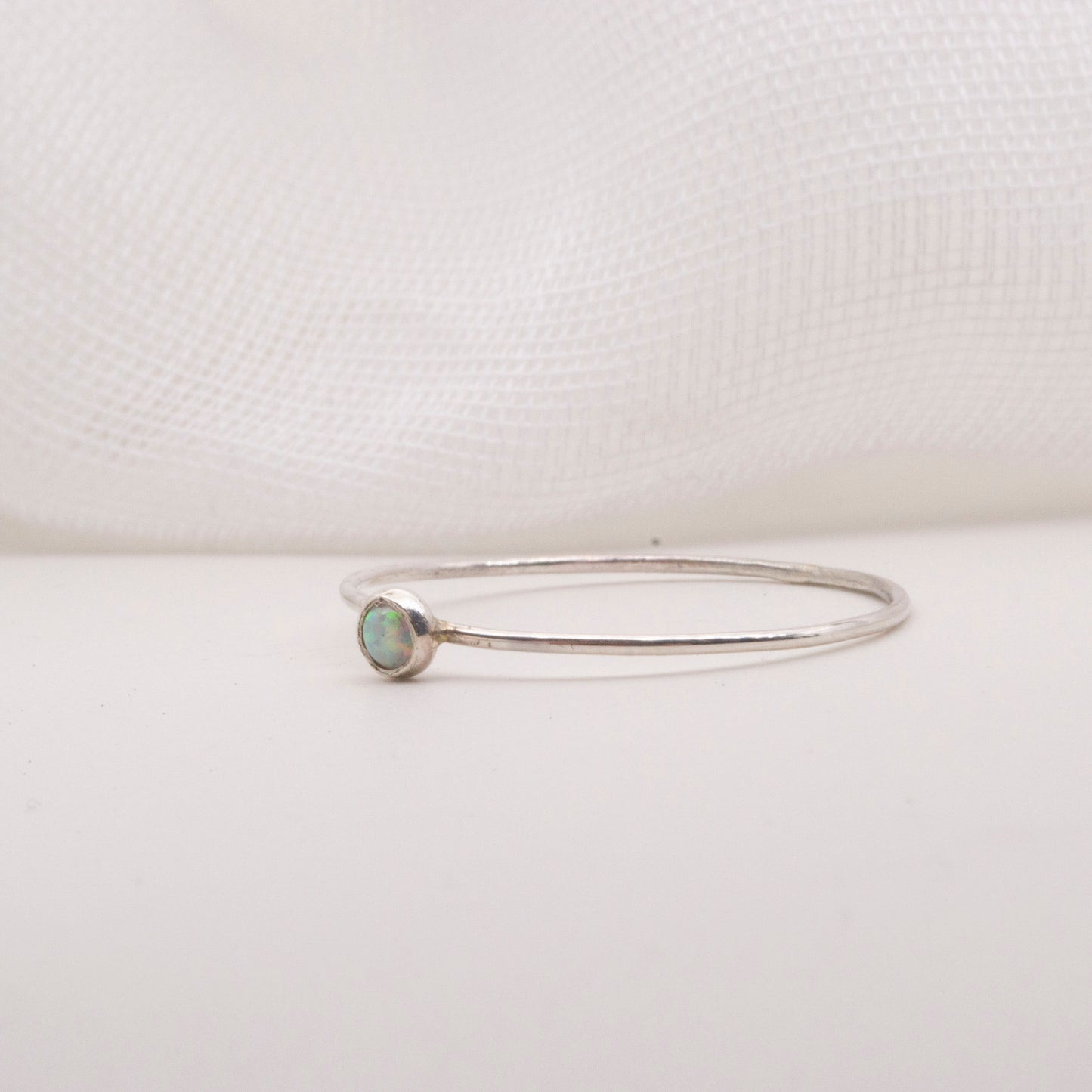 Opal 3mm skinny ring size W