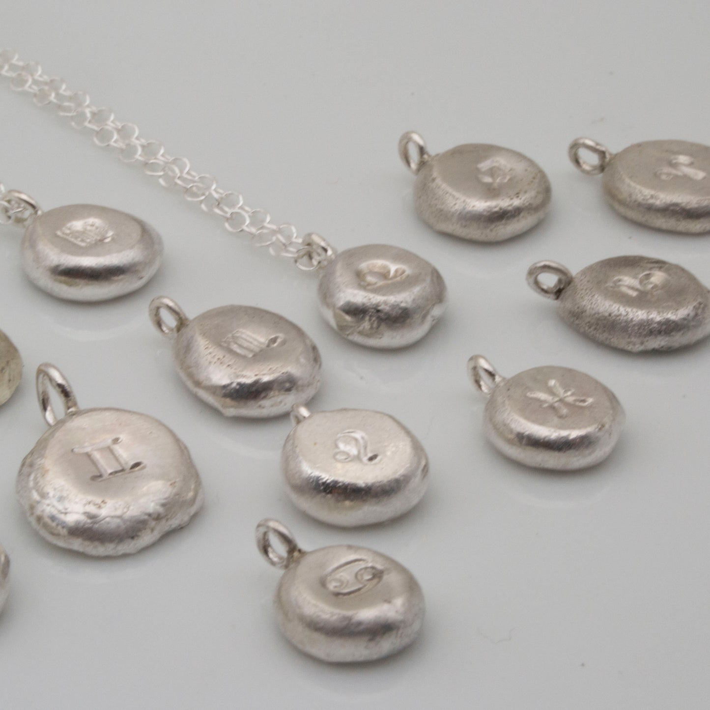 Star sign silver nugget pendant necklace