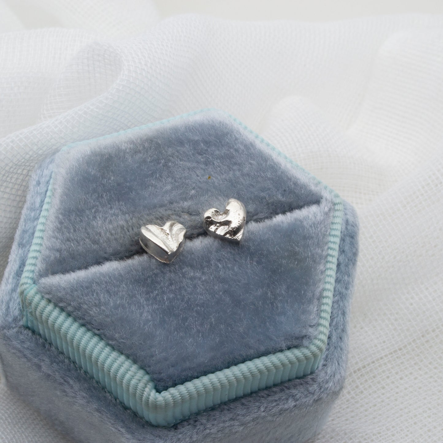Textured heart stud earrings