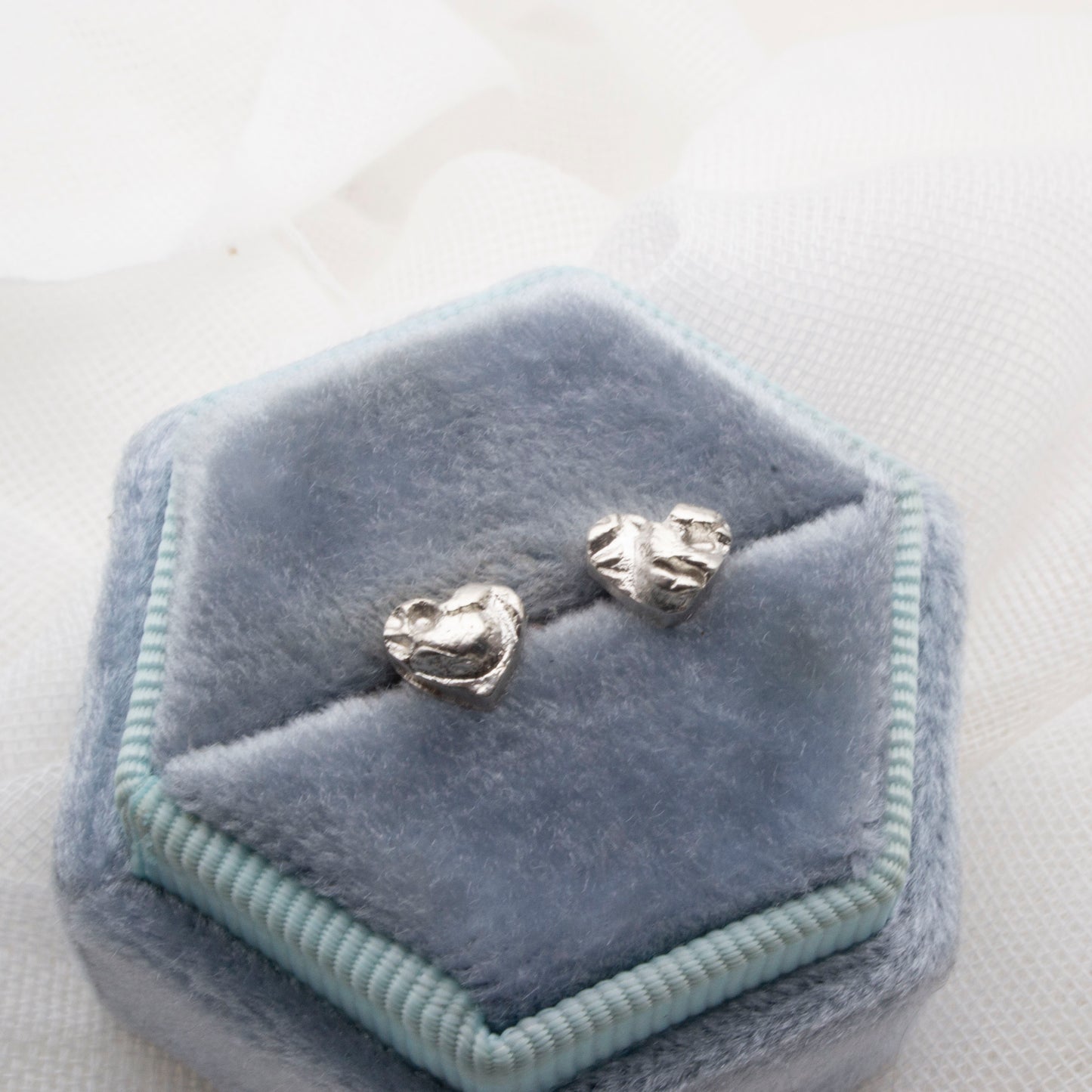 Textured heart stud earrings