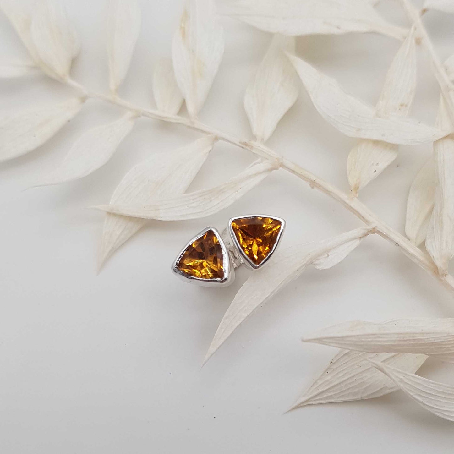 Trillion gemstone stud earrings