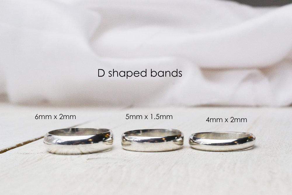 Becky Pearce Designs Sterling silver wedding band (D profile 6mm x 2mm)