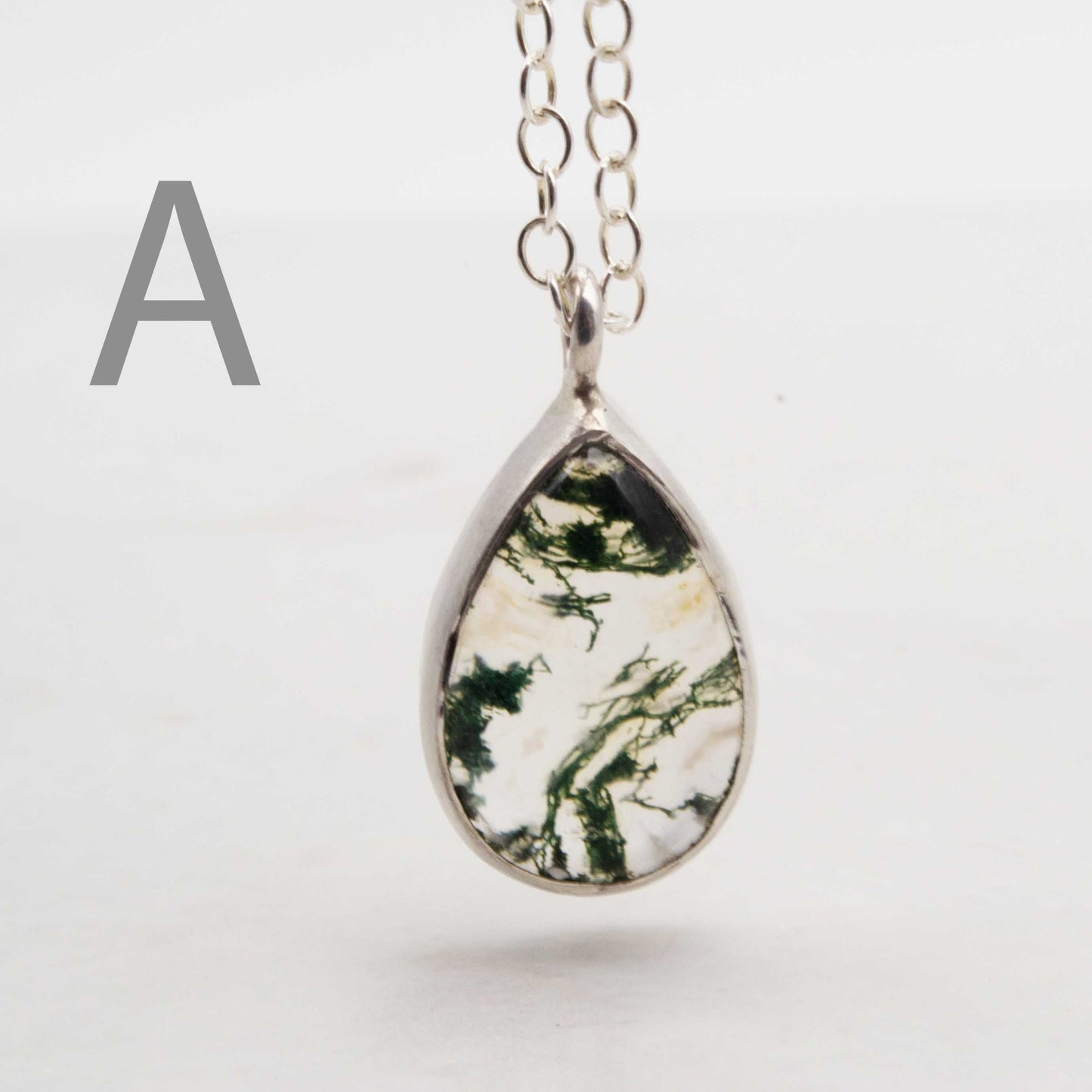 Becky Pearce Designs Moss agate and sterling silver pendant