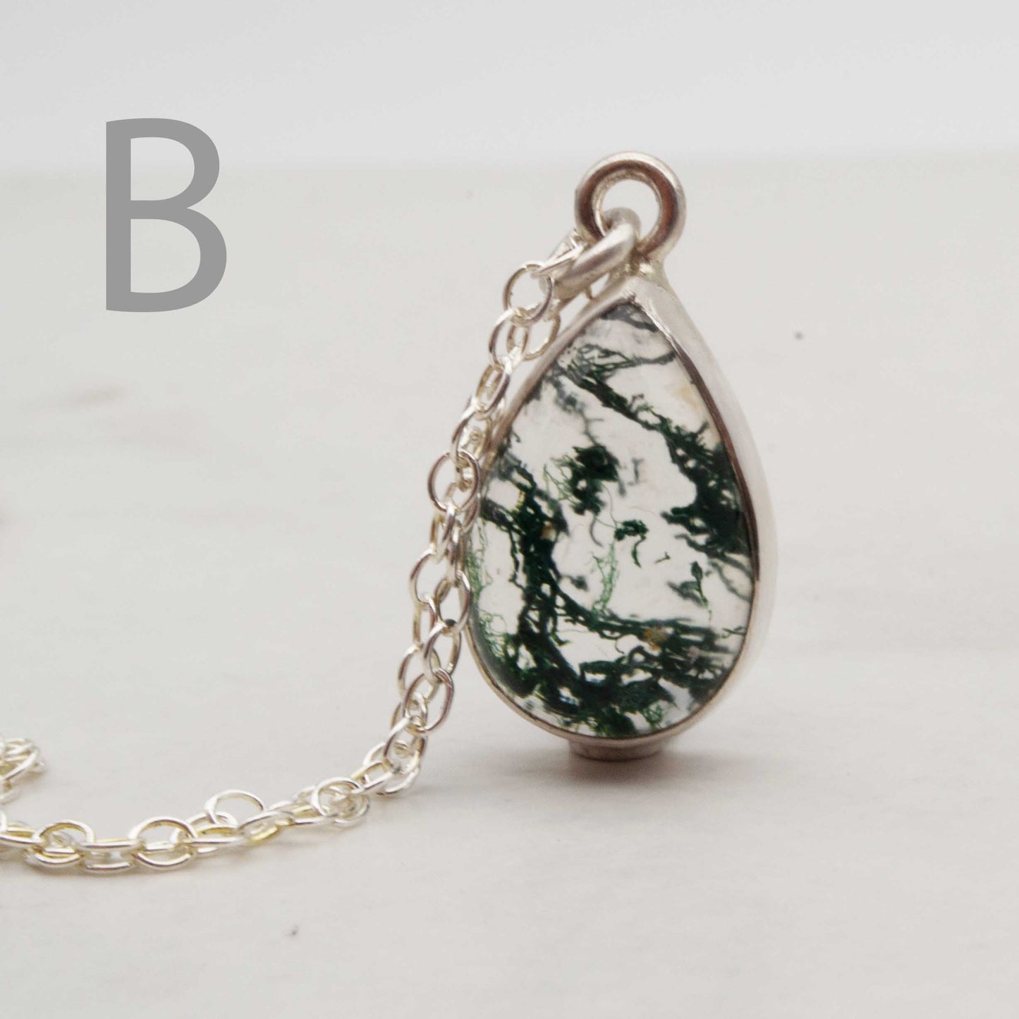 Becky Pearce Designs Moss agate and sterling silver pendant