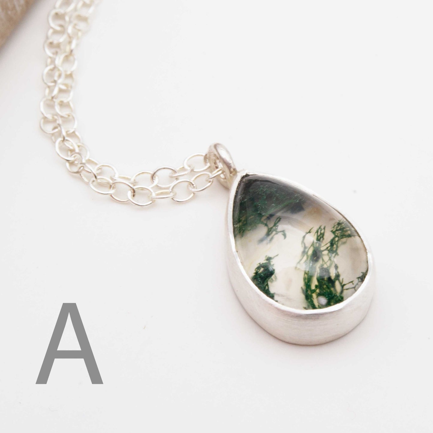 Becky Pearce Designs Moss agate and sterling silver pendant