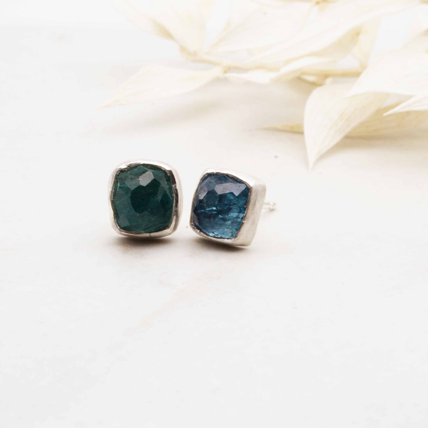 Becky Pearce Designs Bluey Green tourmaline square studs