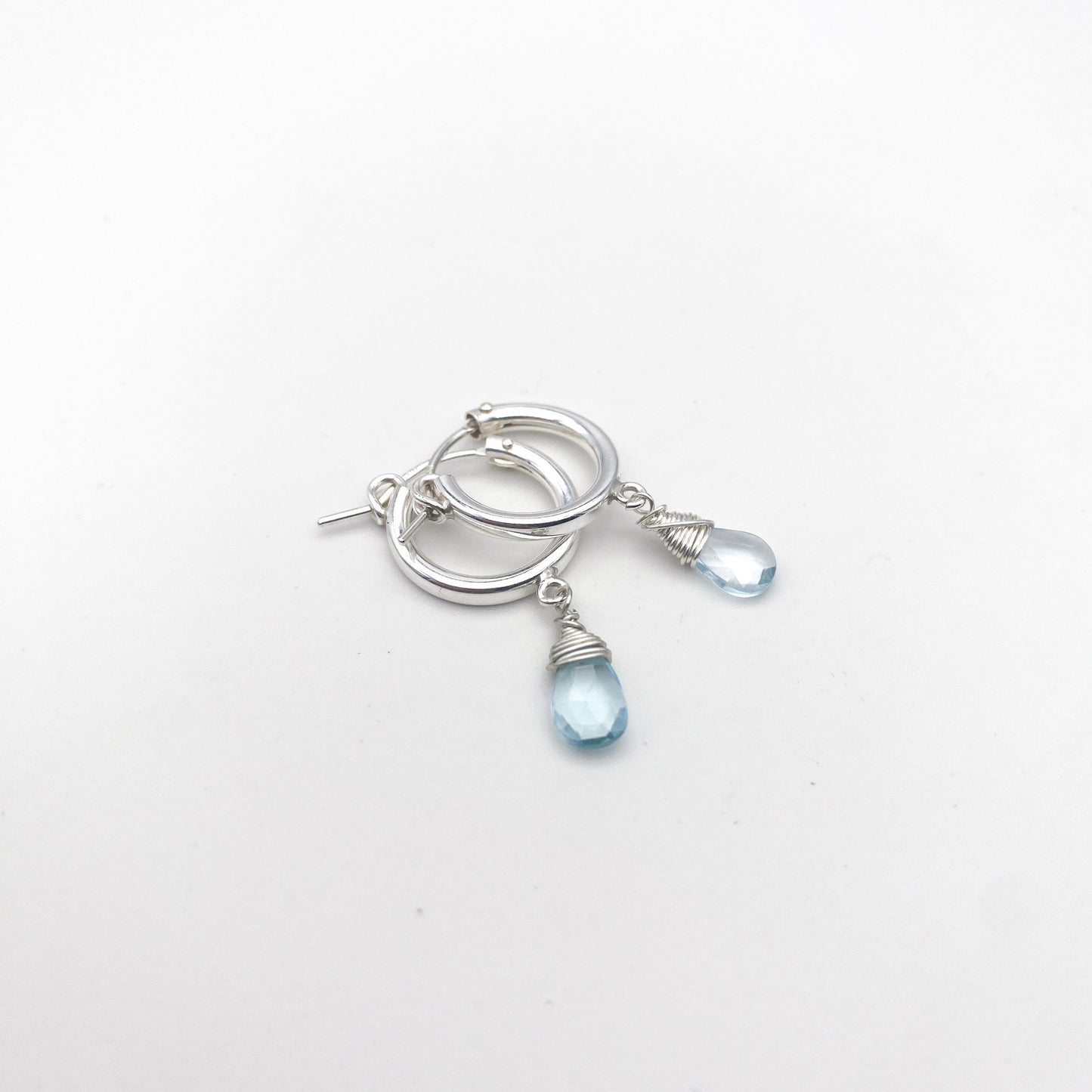 Sky blue topaz hoop dangle earrings