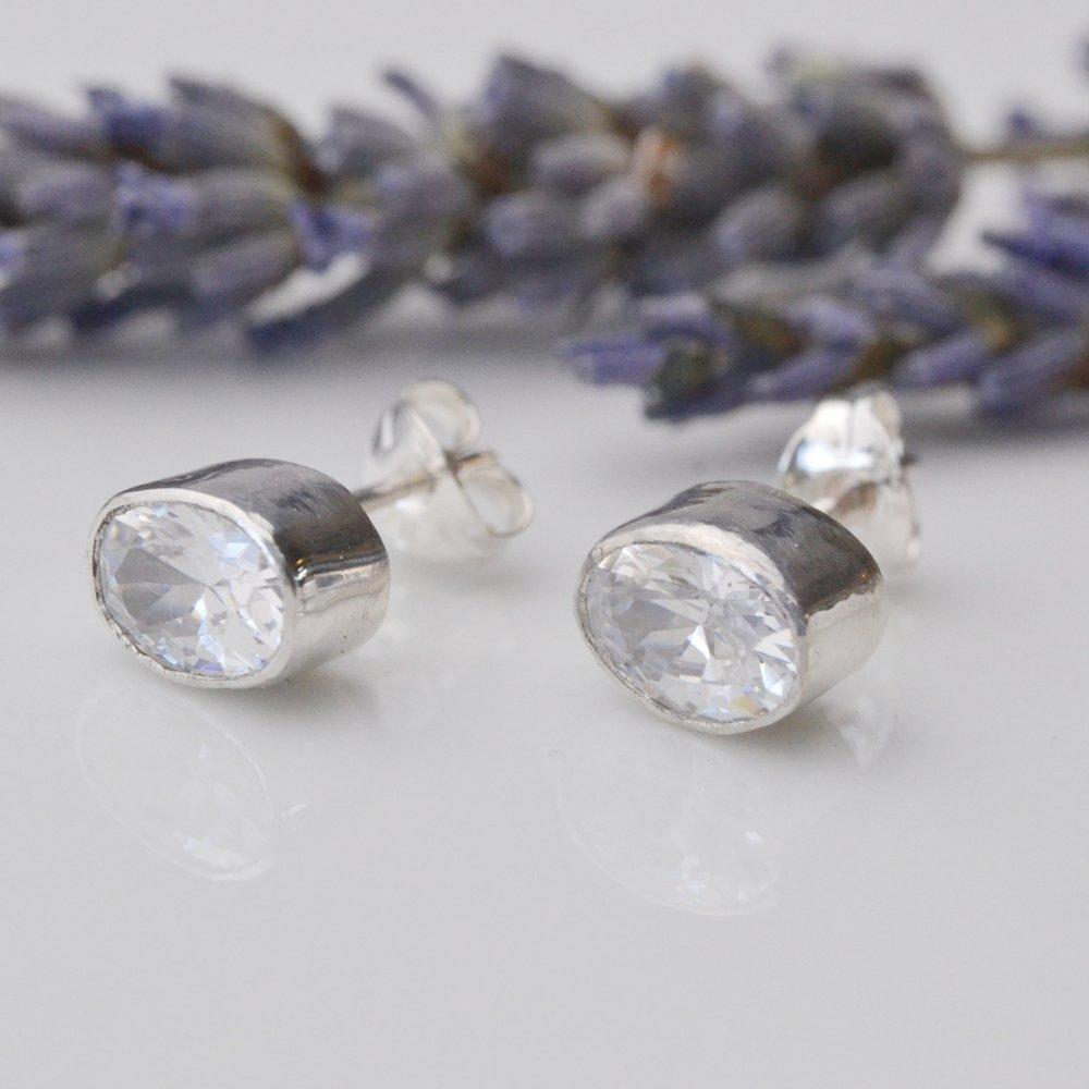 Becky Pearce Designs Earrings Cubic zirconia oval studs