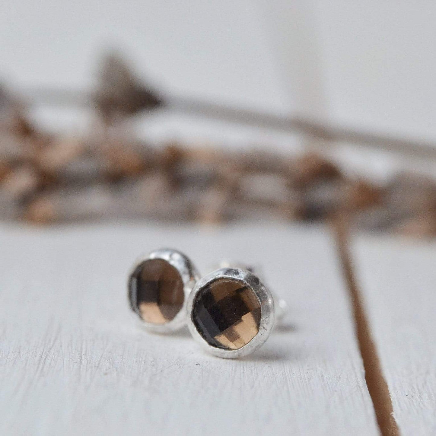 Becky Pearce Designs Earrings Smoky Quartz rose-cut stud earrings