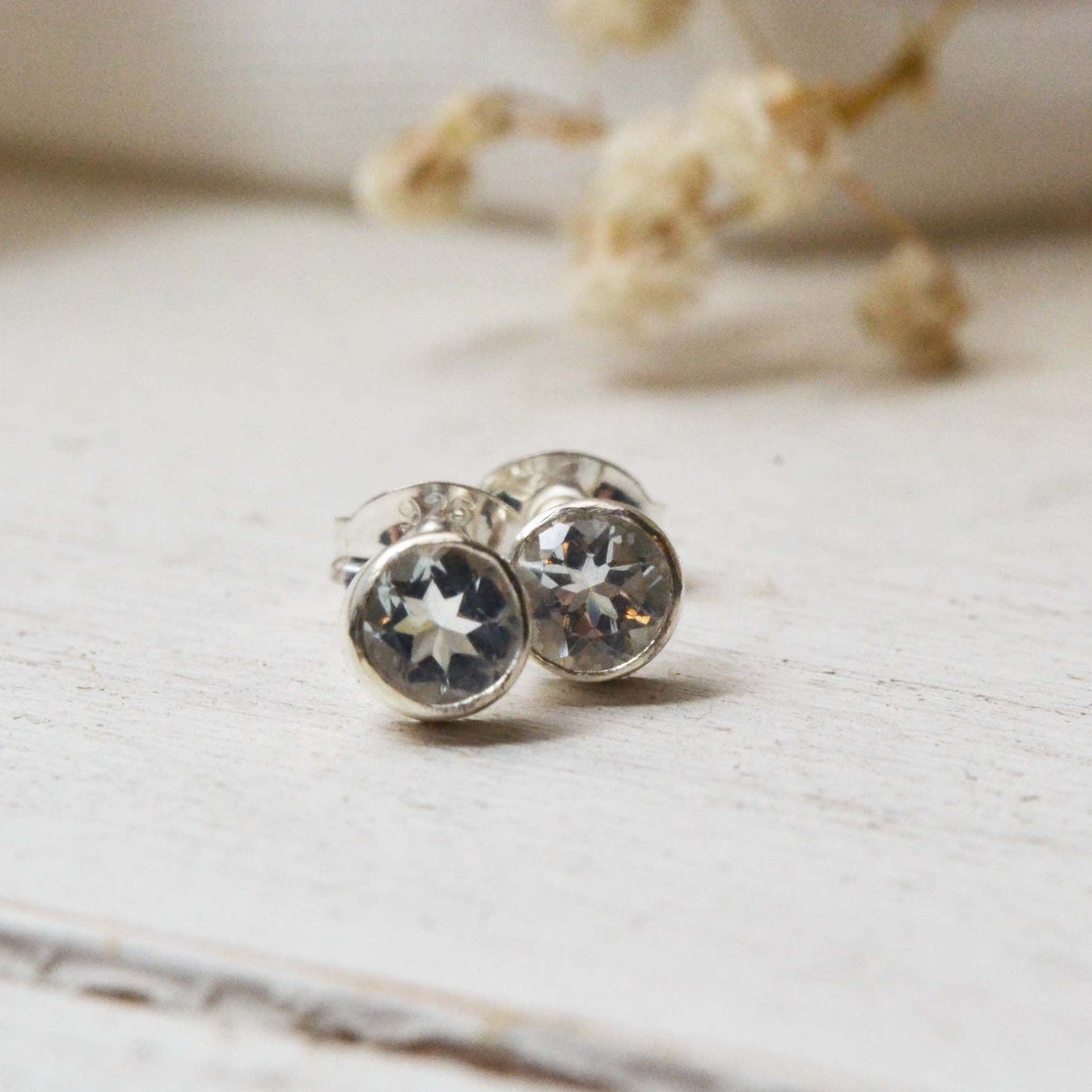 Becky Pearce Designs Earrings March - Aquamarine Dainty gemstone stud earrings