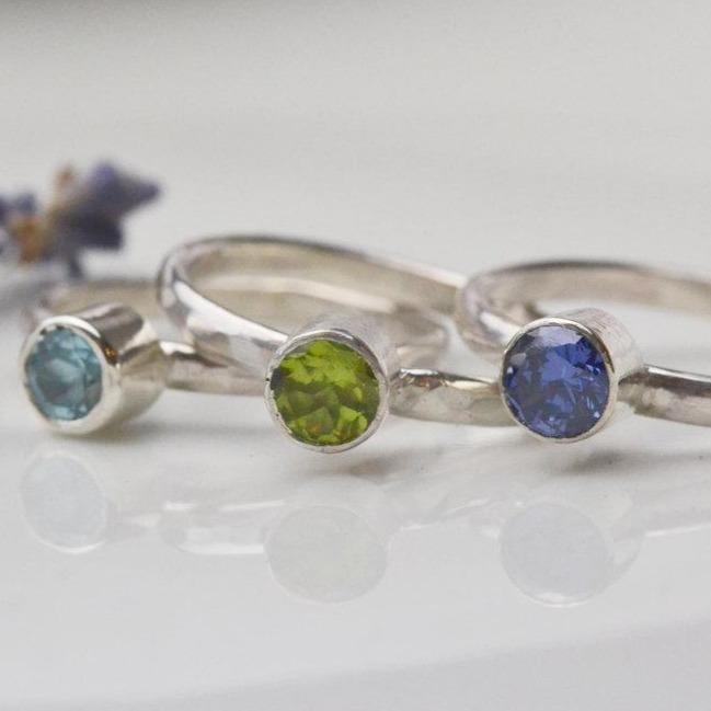 Becky Pearce Designs Rings Round faceted birthstone stacking ring