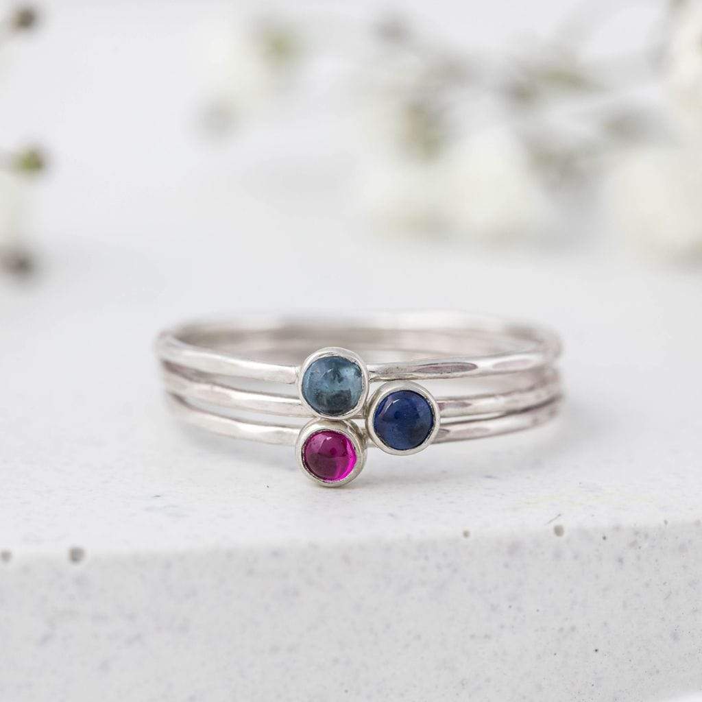 Becky Pearce Designs Rings Skinny sterling silver gemstone stacking ring