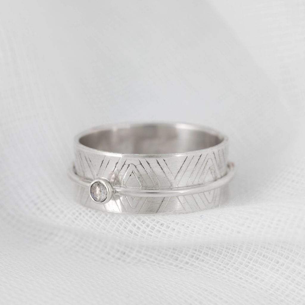 Becky Pearce Designs Rings Geometric pattern - sterling silver spinner ring