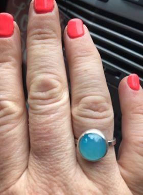 Becky Pearce Designs Rings Sea blue agate cabochon ring